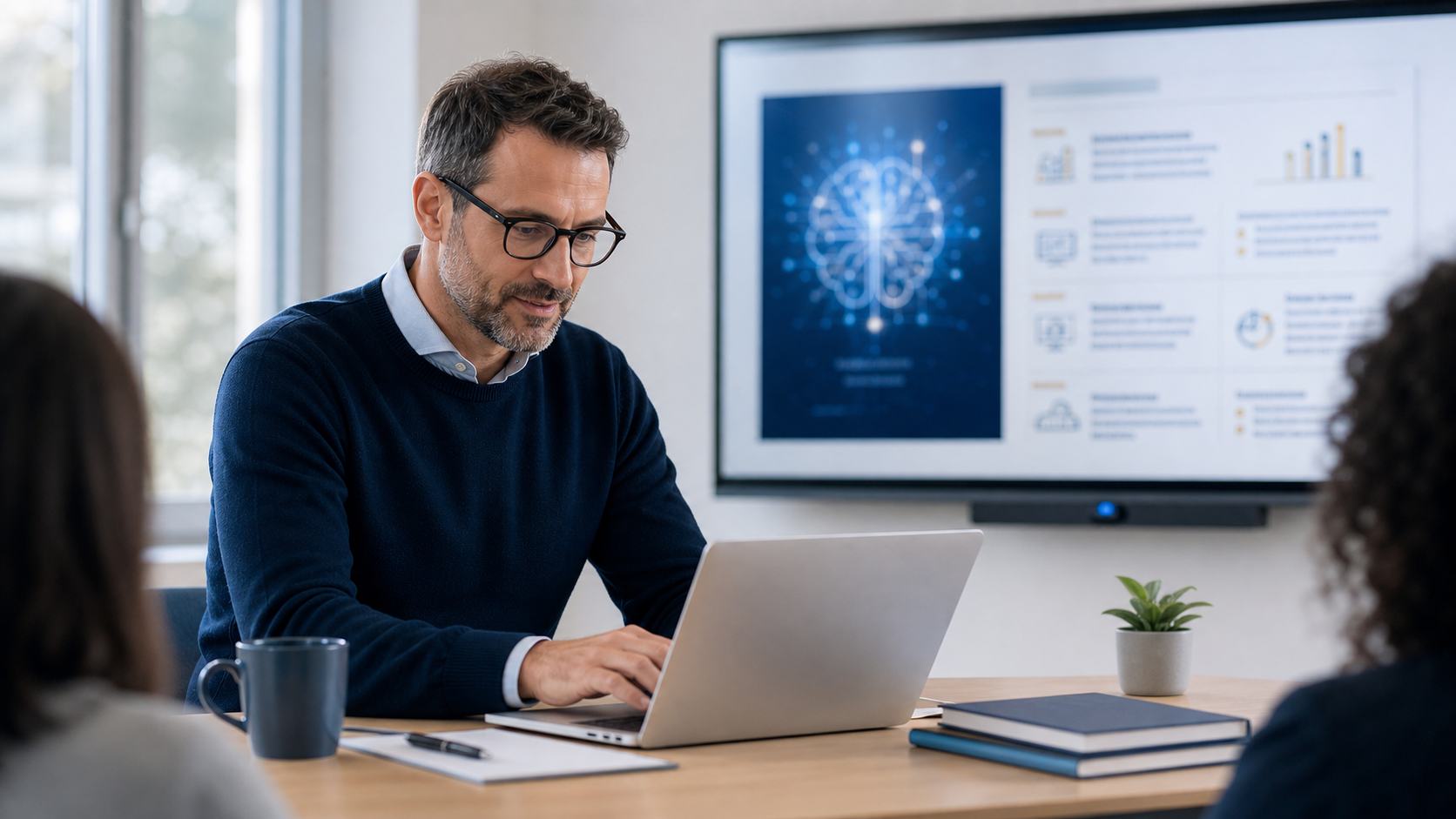 Enseignant ou formateur préparant un support de cours